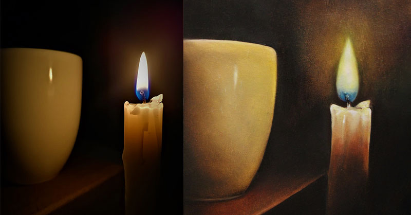 Dipingere la luce della candela con i colori ad olio - Cerchio di